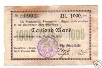Banknote Inflation 1000 Mark Stadtgirokasse Fraunstein
