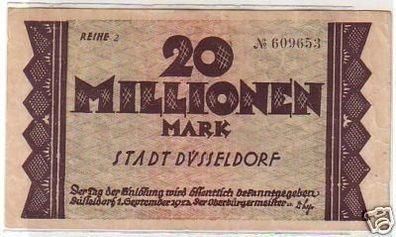 Banknote Inflation 20 Mill. Mark Stadt Düsseldorf 1923