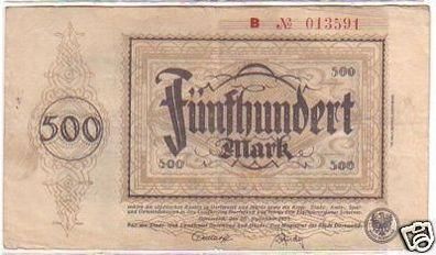 Banknote Inflation 500 Mark Stadt Dortmund 20.09.1922