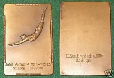 Bronze Medaille Jubiläums Wettschwimmen Dresden 1922