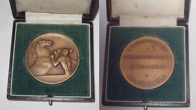 Bronze Medaille Polizei Reitturnier Krefeld 1928 m. Etui