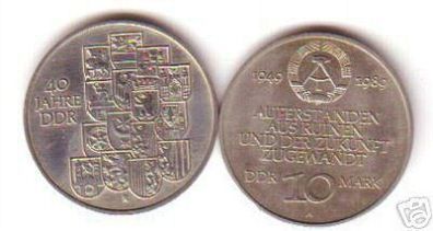 DDR Gedenk Münze 10 Mark 40. Jahrestag der DDR 1989