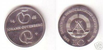 DDR Gedenk Münze 10 Mark Johannes Gutenberg 1968