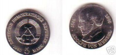 DDR Gedenk Münze 5 Mark Adolph von Menzel 1980