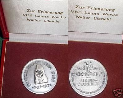 DDR Medaille VEB Leuna Werke 1921-1971 im Etui