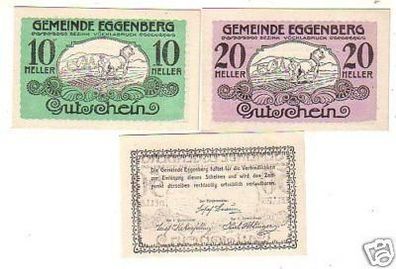 3 Banknoten Notgeld der Gemeinde Eggenberg 1920