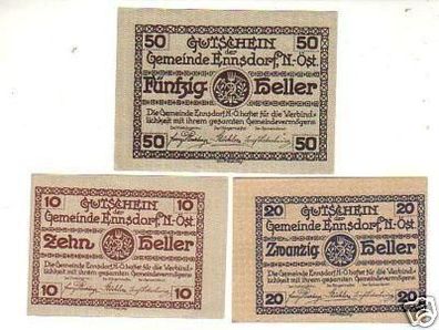 3 Banknoten Notgeld der Gemeinde Ennsdorf N.Ö. 1920