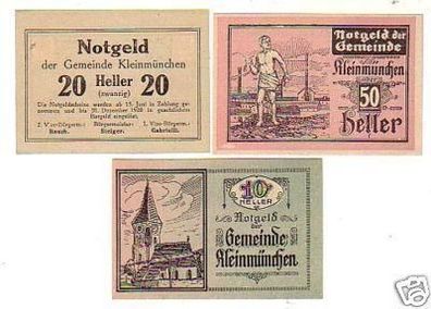 3 Banknoten Notgeld der Gemeinde Kleinmünchen 1920