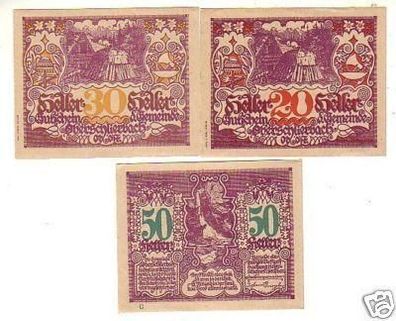 3 Banknoten Notgeld der Gemeinde Oberschlierbach 1920