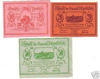 3 Banknoten Notgeld der Gemeinde Petzenkirchen N.Ö 1920