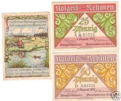 3 Banknoten Notgeld der Gemeinde Rehmen 1921