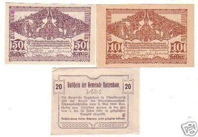 3 Banknoten Notgeld der Gemeinde Rutzenham 1920