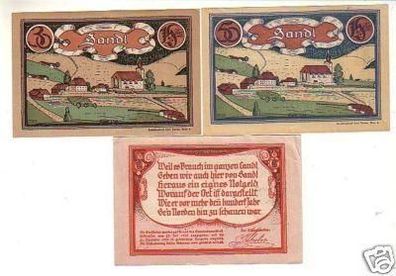 3 Banknoten Notgeld der Gemeinde Sandl 1920