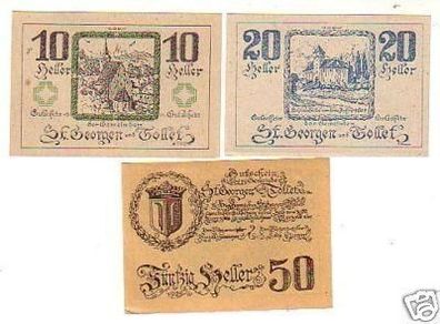 3 Banknoten Notgeld der Gemeinde St. Georgen 1920
