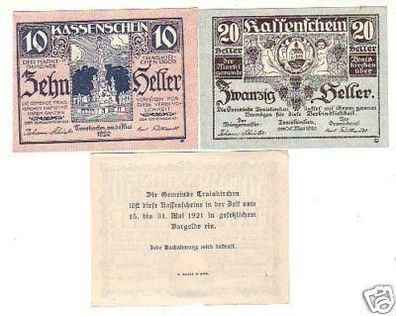 3 Banknoten Notgeld der Gemeinde Traiskirchen 1921