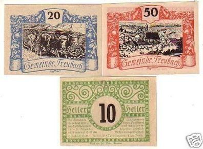 3 Banknoten Notgeld der Gemeinde Treubach O.Ö. 1920