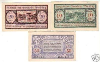 3 Banknoten Notgeld der Gemeinde Wendling 1920