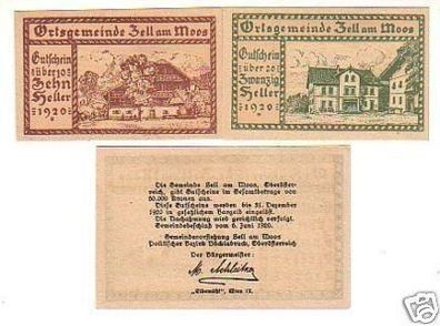 3 Banknoten Notgeld der Gemeinde Zell am Moos 1920
