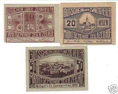 3 Banknoten Notgeld der Gemeinde Zell bei Zellhof 1920