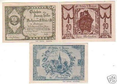3 Banknoten Notgeld der Marktgemeinde St. Nikola 1920