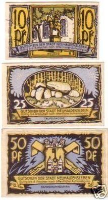 3 Banknoten Notgeld der Stadt Neuhaldensleben um 1921