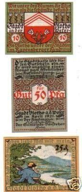 3 Banknoten Notgeld der Stadt Vlotho 1921
