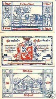 3 Banknoten Notgeld Gemeinde Groß Nordende 1921