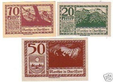 3 Banknoten Notgeld Gemeinde Mondsee 1920