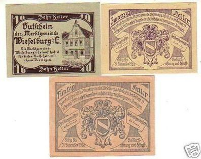 3 Banknoten Notgeld Marktgemeinde Wieselburg 1920
