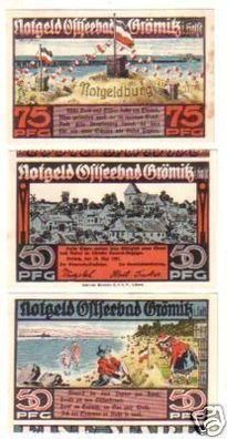 3 Banknoten Notgeld Ostseebad Grömnitz in Holstein 1921
