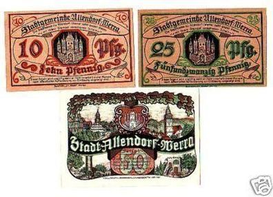 3 Banknoten Notgeld Stadt Allendorf Werra um 1920