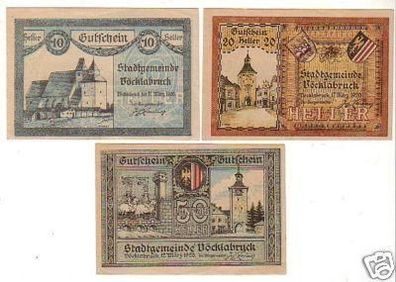 3 Banknoten Notgeld Stadtgemeinde Vöcklabruck 1920