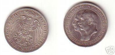 3 Mark Silber Münze Preussen Universität Breslau 1911