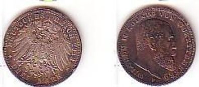 3 Mark Silber Münze Württemberg König Wilhelm II 1912