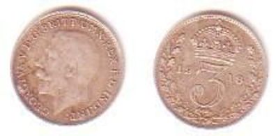 3 Pence Silber Münze Großbritannien 1918