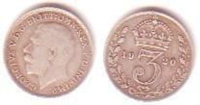 3 Pence Silber Münze Großbritannien 1920