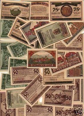 30 Banknoten Notgeld der Stadt Gernrode 1921