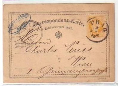 30367 Ganzsachen Postkarte Österreich Wien Prag 1876
