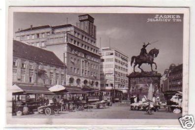 30704 Ak Zagreb Hotel, Straßenbahn, Markttreiben 1910