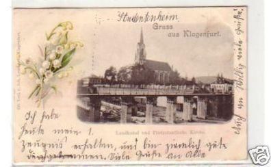 30793 Ak Gruß aus Klagenfurt Landkanal und Kirche 1900
