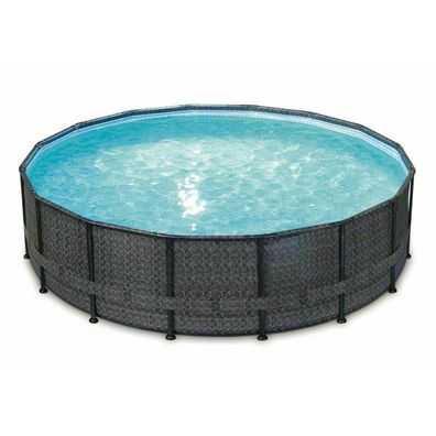 Frame Pool Ø 488 x 122 cm Rattanoptik anthrazit