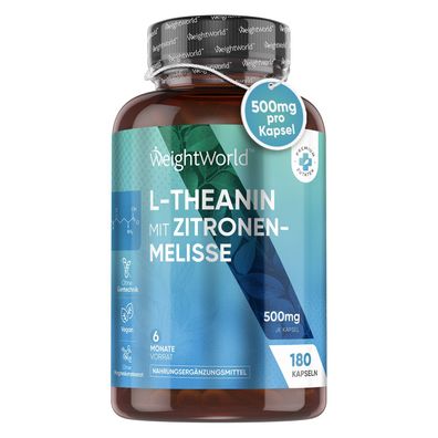 L-Theanin Aminosäure mit Zitronenmelisse 500mg -180 Kapseln für 6 Monate- WeightWorld