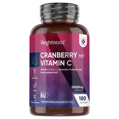 Cranberry Extrakt mit Vitamin C - Entspricht ca. 25.000mg Preiselbeeren (50:1)