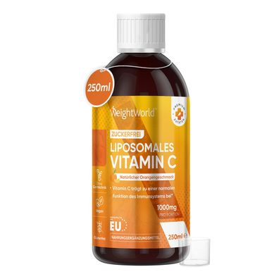 Liposomales Vitamin C 250ml - Täglich 1000mg Vit C- Vegane - Von WeightWorld