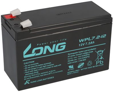 Kung Long Bleiakku 12V 7,2Ah WPL7.2-12-M-F2 longlife 10 Jahre