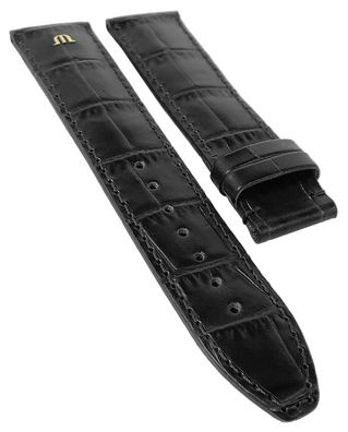 ML Pontos | Uhrenarmband Kalbsleder Kroko Imitat | schwarz 34556