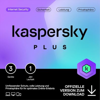 Kaspersky PLUS Internet Security 2025 incl AntiVirus 3 PC Aktuelle Version Upgrade