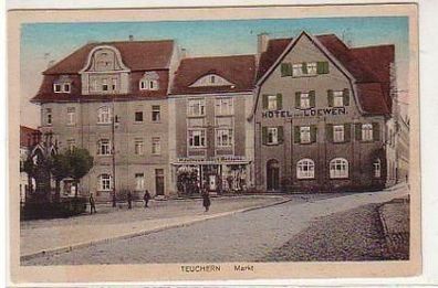 35781 Ak Teuchern Markt mit Hotel zum Löwen um 1910