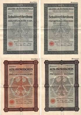 4 alte Schuldverschreibungen des Deutschen Reich 1925