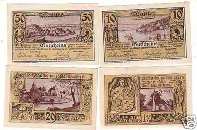 4 Banknoten Notgeld der Gemeinde Mattsee 1920